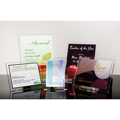 OPTIMA: Acrylic & Metal Desk or Wall Award w/Clear Acrylic Panel