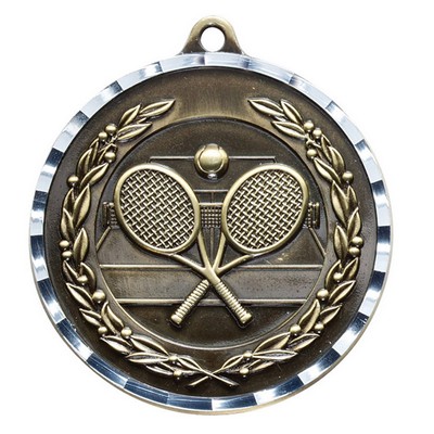 2 ¾" Tennis Medal w/3D Diamond Engraved Cast Satin