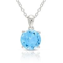 Jilco Inc. 6.5 Mil Round Blue Topaz Pendant Necklace