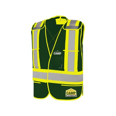 Forest Green Universal 5 Pt. Tear-Away Solid Traffic Vest, 4" Refl. Tape, 5 Pockets
