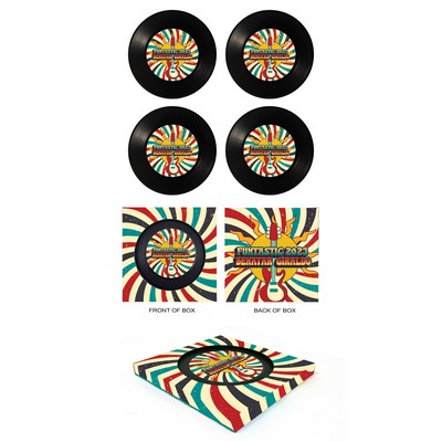 2-Sided Mini Record Coasters - Sets of 4 - Custom Paperboard Box