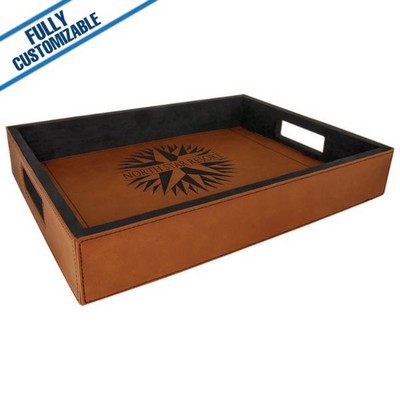 Saddle Tan Leatherette - 16X12" Serving Tray