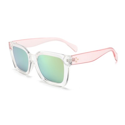 Sunglasses - Pink Mirror Lenses - Clear Frames
