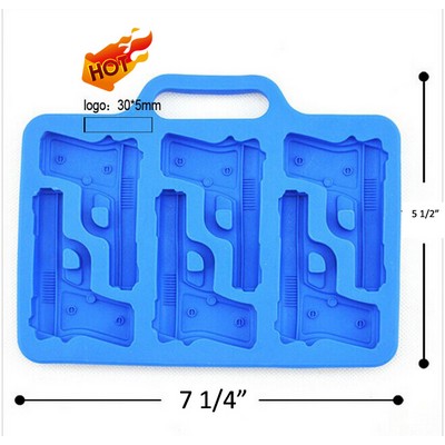 Pistol shape silicone Ice cube tray with custom logo