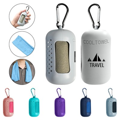 Portable Microfiber Cooling Towel w/Mini Silicone Case