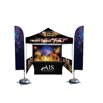10'x10' Canopy Tent Kit W/ Table Cloth Teardrop Flag