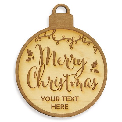 Merry Christmas Wood Ornament - Engravable