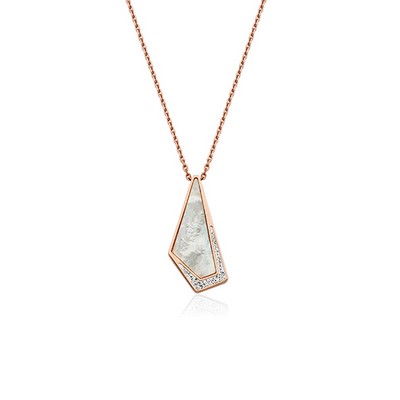 CJ Steelx Mother of Pearl Geometric Necklace - Rose Gold