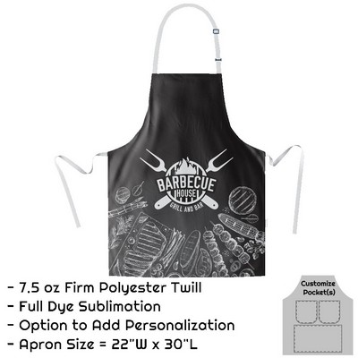 Poly Twill Sublimation Bib Apron - 22"W X 30"L
