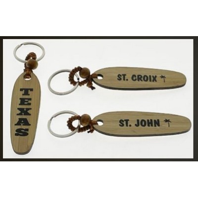 Oval Bamboo Key Tag w/Strap