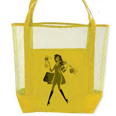 Durable Mesh Beach Tote Bag With Oxford Accent