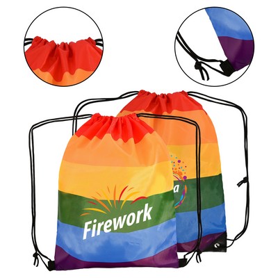 Rainbow Drawstring Backpack