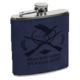 6 Oz. Blue/Black Laserable Leatherette Stainless Steel Flask