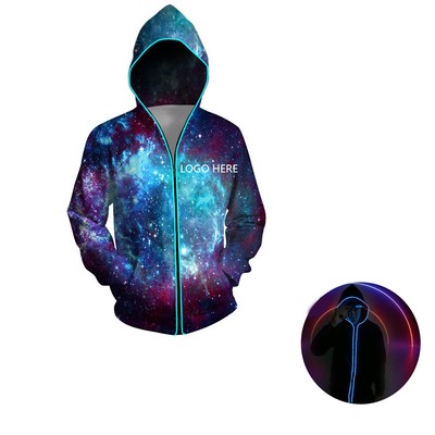 Full Color Front Pocket Hoodies w/Luminous Zipper