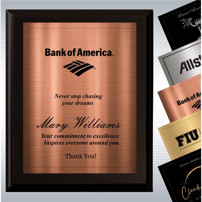 Black Matte Finish Wood Plaque w/ Choice of Single Engraved Plate (9" x 12")