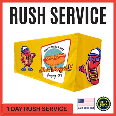 Premium | (One Day RUSH SERVICE) 4' x 30"T x 29"H Hemmed Fitted Table Throw - Made in the USA