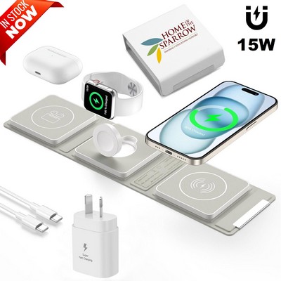15W Triple Magnetic MagSafe Wireless Charger with a complimentary PD 25W Wall Charger