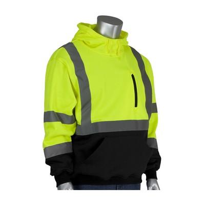 PIP® Class 3 Hooded Pullover Hi-Viz Sweatshirt w/ Black Bottom