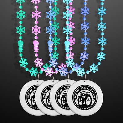 Snowflake Beads, Opalescent Opaque with White Medallion (NON-Light Up) - PRINTED