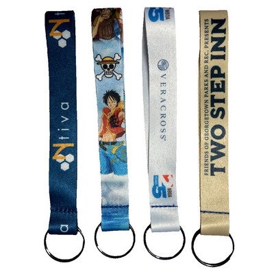Full Color 3/4" Sewn Polyester wrist Keychain with Metal Split-Ring - Large