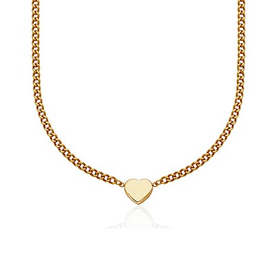 CJ Steelx 3.5 mm Curb Chain Puffy Heart Necklace - Gold