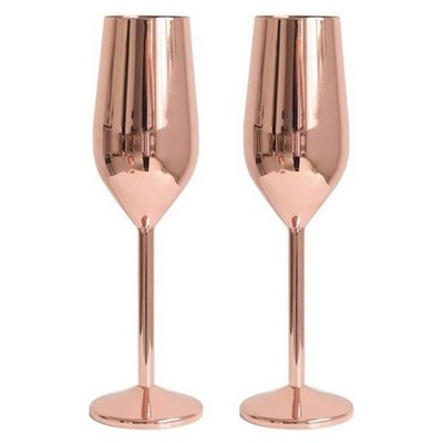 8 Oz. Rose Golden Stainless Steel Champagne Flute