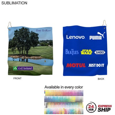 24Hr Express Ship -Microfiber Suede Shammy Golf Towel, Nofold, Finish size 15x15, Sublimated 2 sides