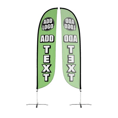 Custom Single Sided 11' Feather Flag w/ X-Stand Pole Set