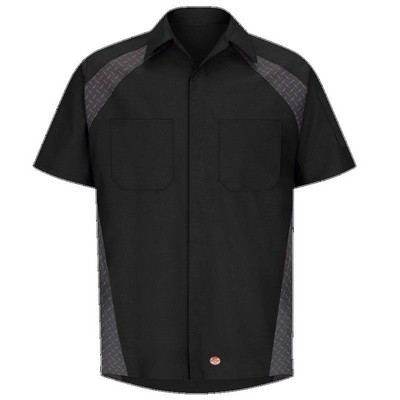 Red Kap™ Unisex Short Sleeve Diamond Plate Shirt - Black/Charcoal Diamond