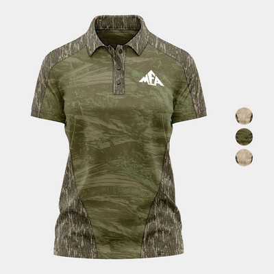 Mossy Oak® Women's 4.4 Oz. Polyester Interlock Raglan Polo Shirt