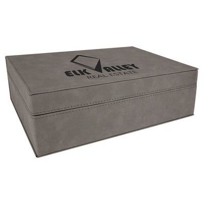 10 1/4" x 7 1/2" Gray Leatherette Premium Gift Box