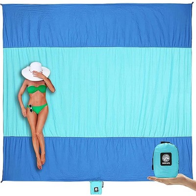 Beach Blanket Sandproof, 6.9' X 6.6 'Extra Large Beach Mat, Big & Compact Sand Free Mat Quick Drying