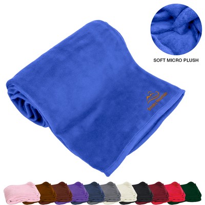 Soft Micro Plush Blankets w/ Custom Imprint, USA Decorated (50" x 60")