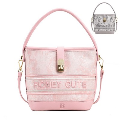 Large Capacity PU Leather Bucket Crossbody Bag