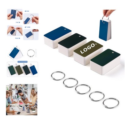 2 x 3.5" 100 Sheets Blank Flash Card Index Card with Binder Ring