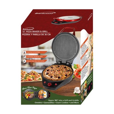 Brentwood 12" Non-Stick Pizza Maker and Grill with Timer