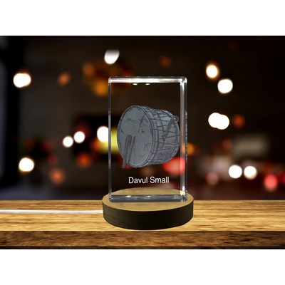 Davul 3D Engraved Crystal Trophy Award with LED Base | Unique Music Recognition Keepsake