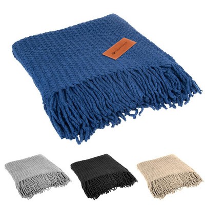 Large Knit Blanket With Fringe