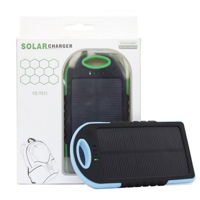 5000mAh Recharger Solar Power Bank with LED Flashlight