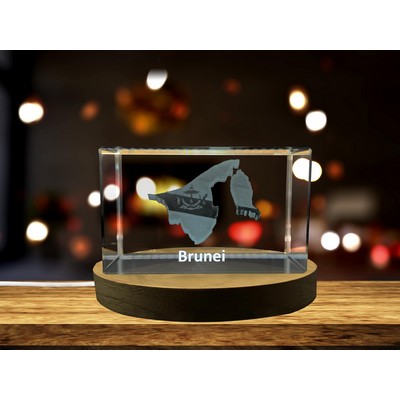 Brunei 3D Engraved Crystal Trophy Award - Heritage Keepsake