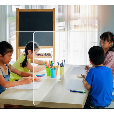 School Tabletop Desk Divider Sneeze Guard - Clear Acrylic (4 person) (4' W x 2' H x 4' D)
