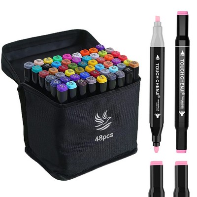 48 Colors 48 Pieces Double Tipped Art Alcohol Marker Set