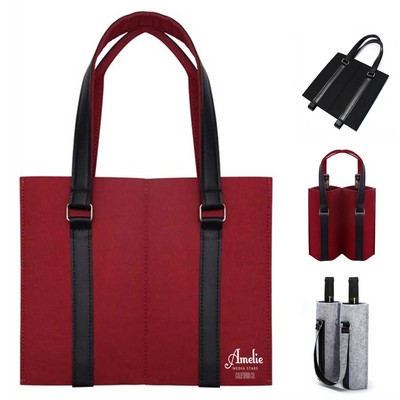 2 Bottle Wine Felt Gift Bag