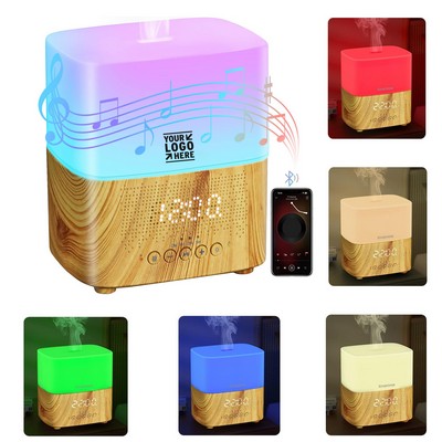 Digital Alarm Clock Speaker Essential Oil Diffuser with 7 Color Lights