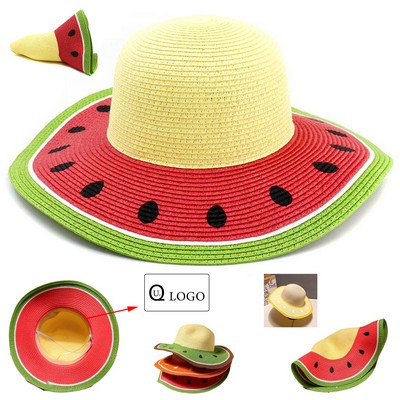Kid'S Summer Watermelon Sun Protective Straw Hat
