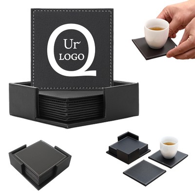 6-Piece Square Coaster Set W/Holder