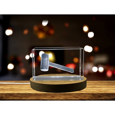 Faceted Crystal Dead Blow Hammer Trophy Award w/LED Base