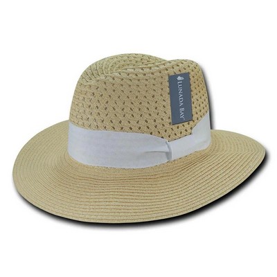 Women's Paper Braid Straw Hat w/White Headband