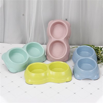 Anti Rollover Round Pet Dual Bowl For Food And Water
