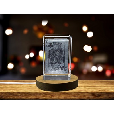 Trefle King Game Card 3D Engraved Crystal Award w/LED Light Base